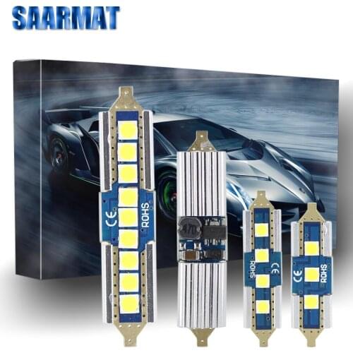 Pair C5W 6-SMD 39mm Canbus Festoon-36mm LED Bulbs 31mm License Plate Lights 42mm Reading Lights White 39mm C5W Number lamp