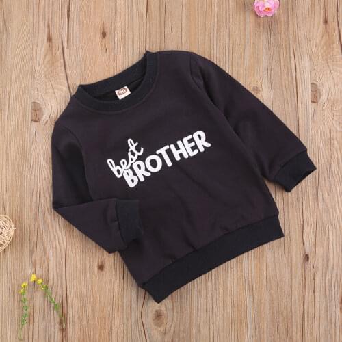 1-6Year Newborn Baby Boys Girls Sweatshirt For Brothers Sisters Casual Style Pullover Long Sleeve Letter Print Autumn Sweater