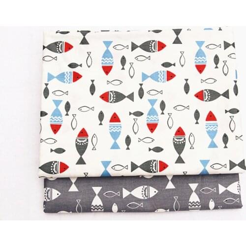 Syunss,Cartoon Abstract Fish Printed Cotton Fabric DIY Tissue Patchwork Telas Sewing Baby Toy Bedding Quilting Tecido The Cloth
