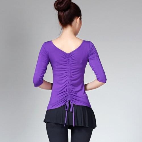 Latin Dance Tops Women Adult Sexy drawstring Latin Practice Clothes Rumba Dance Shirt Training Clothing Cha Cha Dance Costume