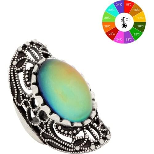 Mojo Vintage Bohemia Retro Color Change Mood Ring Emotion Feeling Changeable Ring Temperature Control Ring for Women MJ-RS034
