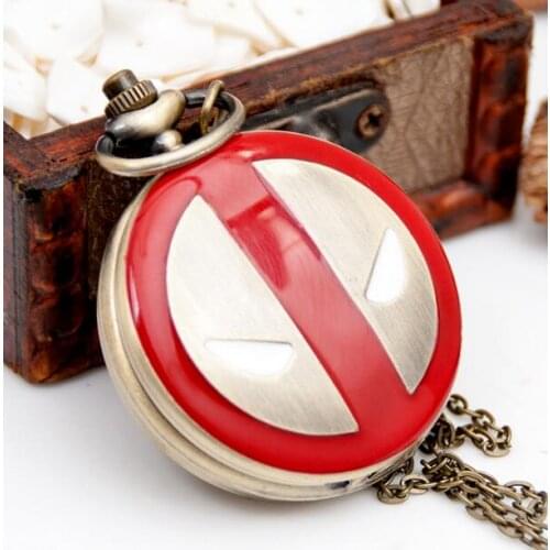Vintage Bronze antiques Fashion quartz Deadpool steampunk Good quality Necklace pocket watches