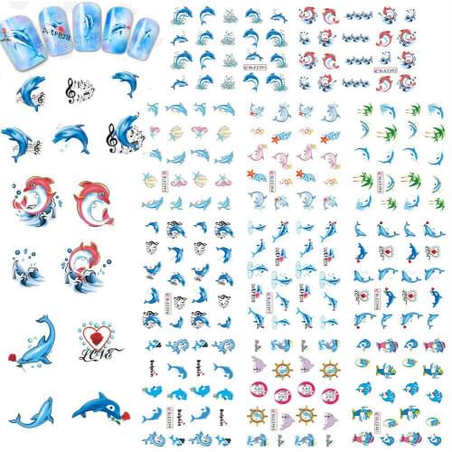 Nail Art Water Transfer Sticker Cute Dolphin Nail DIY Sticker for Beauty Manicure Supply Tool Nail Decoration