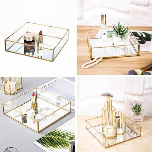 Gold Mirror Jewelry Tray Perfume Tray Mirror Vanity Tray Dresser Tray Ornate Tray Metal Decorative Tray Jewelry Perfume Makeup