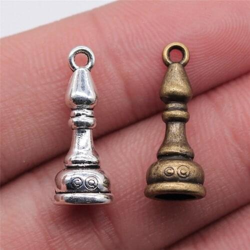 12pcs 20x8mm 2 Colors Antique Silver Color Antique Bronze Plated Chess Bishop Charms Chess Charms Bishop Chess Charms