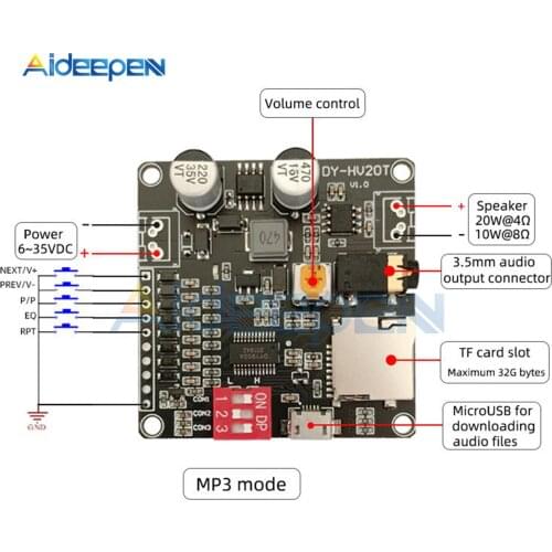 12V/24V Power Supply 10W/20W Voice Playback Module supporting TF Card MP3 music player for Arduino Voice Amplifier Module