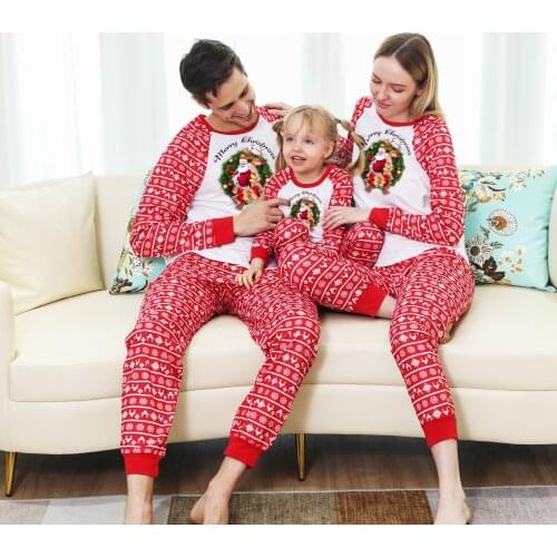 2021 Xmas Adult Kid Family Clothes Pajamas Set Family Matching Outfit Lattice Christmas Pajamas Baby Romper Family Look Homewear