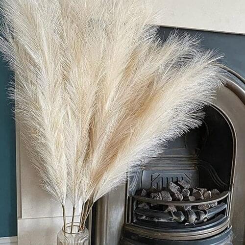 5Pcs Faux Pampas Grass Large 120/100/85cm Flower Bouquet Fake Artificial Pampas Grass Decor Tall Fluffy Stems Living Room Decor