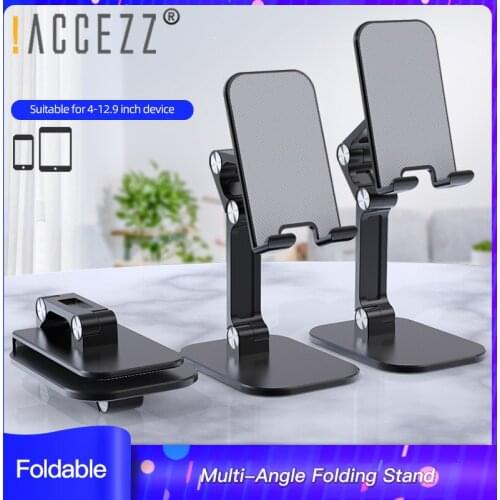 !ACCEZZ NEW Adjustable Desktop Phone Stand Holder Multi-angle Fold Stent for iPhone 8 11 Tablets Support 4-12.9 inches Devices