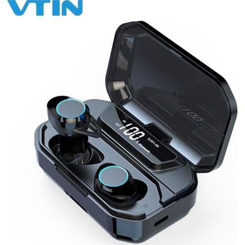 VTIN Digital Display Mini Wireless Earphone Stereo Touch Control Waterproof Wireless Ear Buds Earphone with Charging Box 3300mA