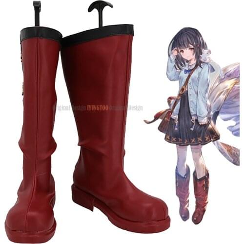 GBF Vikala Shoes Cosplay Granblue Fantasy Vikala Cosplay Boots Red Shoes Custom Made