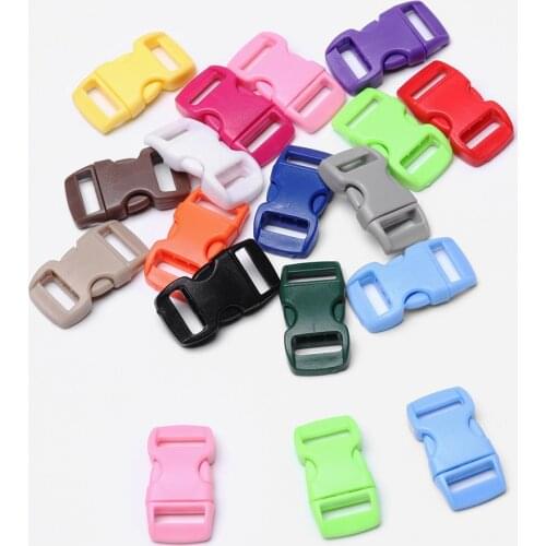 10pcs Colorful 3/8" 10mm Plastic Bag Side Release Buckle Bracelet Curved Dog Collar Strap Bag Parts DIY Sewing Tools