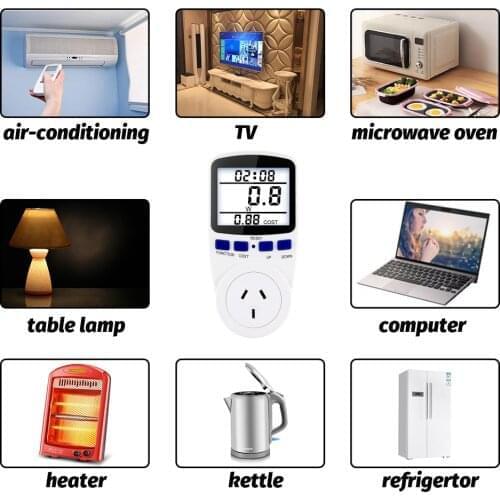 EU FR BR Plug Socket Digital Wattmeter Meter Power Consumption Watt Energy Meter KWh AC 220V 110V Electricity Analyzers Monitors