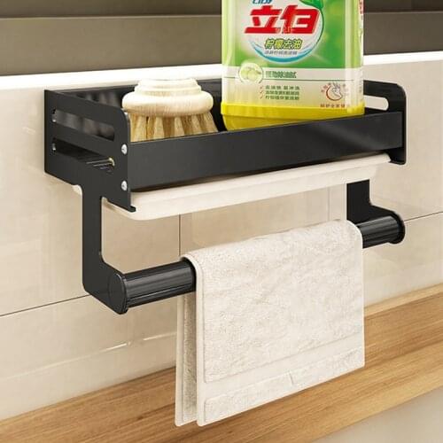 KONCO Space Aluminum Sink Drain Rack Kitchen Storage Rack Rag Sponge Holders Drainer Wall-mounted Storage Bracket