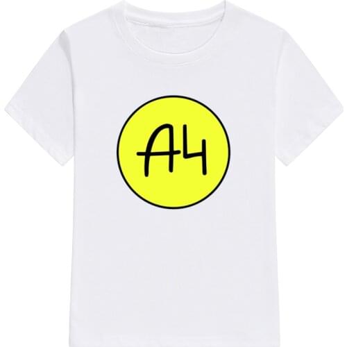 Childrens Merch A4 T Shirts Spring Summer Family Clothing Boys Big Yellow Logo Print Fashion T-shirt Girls Casual Tee Tops