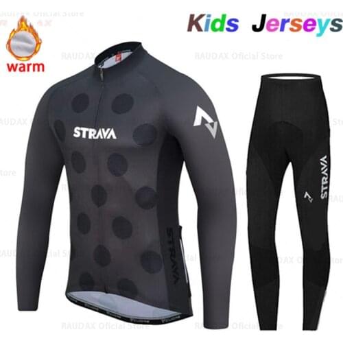 Kids Long Sleeve Cycling Jersey Set Boys Bicycle Clothing Winter, Thermal Fleece Pro Biking Man Riding MTB Autumn Bike Clothes