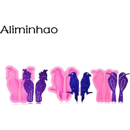 DY1193 Bird Earrings Studs Silicone Resin Mold, Epoxy DIY Art Molds Shiny Silicone Mold for Resin Craft