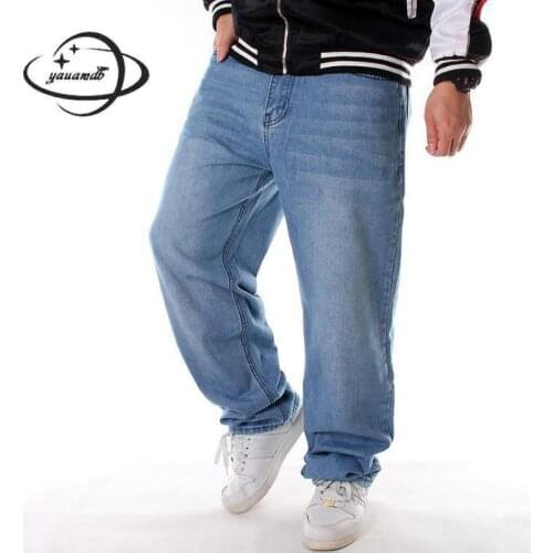 Mens Jeans Spring Autumn Male Trousers Clothing Zipper Cross-pants Hip Hop Loose Mid Skateboard Plus Size Man Clothes H84