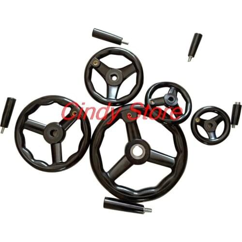 Black Milling Machine Lathe CNC Spoked Hand Wheel Wavy Round bakelite three handwheel 100/125/160/200/250mm
