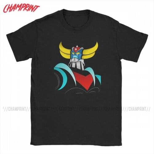 Grendizer Goldorak Men T Shirts Mazinger Z Anime Robot Novelty Tees Short Sleeve Crewneck T-Shirt Pure Cotton 4XL 5XL Clothes