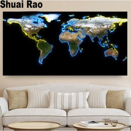 5d diy full square/round drill large Abstract world map diamond painting mosaic embroidery rhinestone needlework landscape home