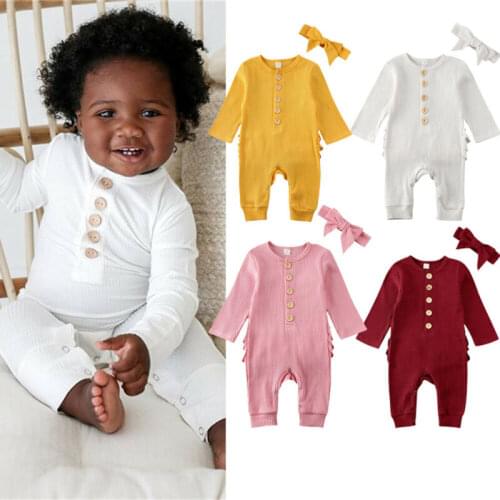 Newborn Baby Boy Girl Rompers Outfit Ribbed Knitted Ruffles Romper Autumn Winter Warm Long Sleeve PP Ruffles Jumpsuit Clothes