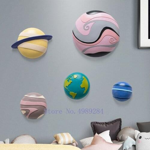 Creativity Resin Wall Mount Planet Earth Universe Background Wall Childrens Room Decoration Stereoscopic Modern Home Decoration