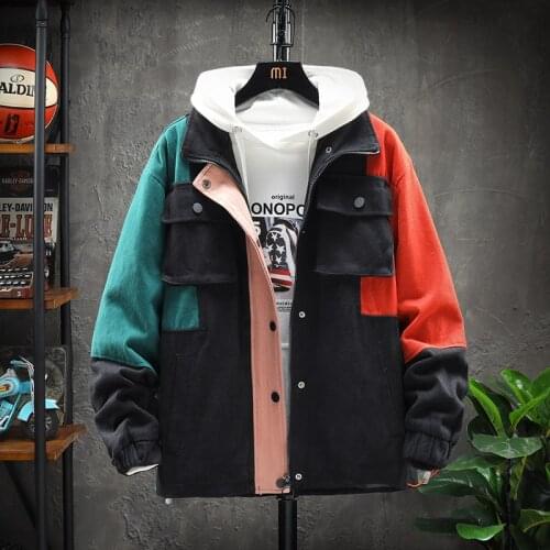 Spring/Autumn Oversize Casual Cargo Mens Jacket Loose Style Patchwork Streetwear Zipper Coat Long Sleeve Harajuku Windbreaker