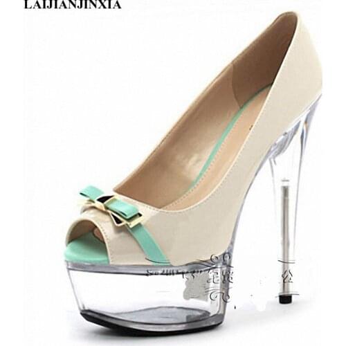 LAIJIANJINXIA New sexy high heels shoes open toe peep toe pumps female dress shoes women 15cm platform shoes