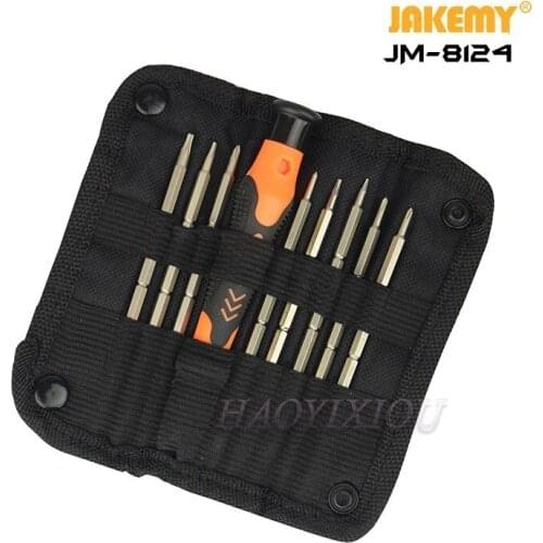 JAKEMY JM-8124 Hot Selling Mini Screwdriver Set with Phillips Hex Slotted U-shape Triangle Bits in Oxford Bag for DIY Repair