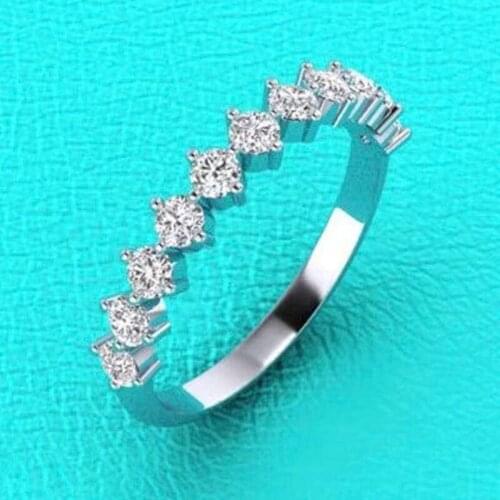 Milangirl 2021 Fashion Simple Thin Micro Paved CZ Crystal Wedding Ring for Female Ladies Bridal Luxury Engagement Party Jewelry