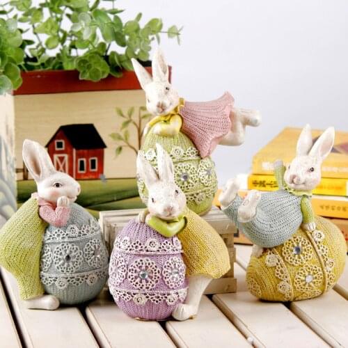 Cute Straw Rabbit Easter Decoration Desk Bunny Ornament Lovely Easter Children Room Decoration