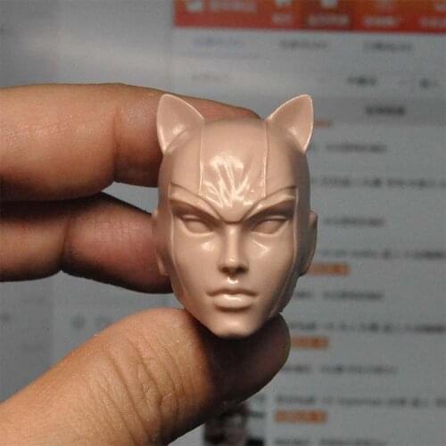 1/6 Scale Cat Unpainted Head Model Girl Head for Toys Gifts Collections DIY