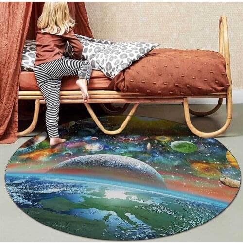 Cartoon Space Planet Pattern Round Carpets for Child Rooms play Area Rugs Modern Home Kids Room Decor Carpet Kid Game Floor Mats