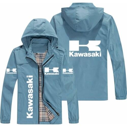 2021 Autumn New Motorcycle Racing Jackets Kawasaki Logo Printed Men‘s’ Hooded Jackets Outdoor Sportswear Windbreaker Racer Suit