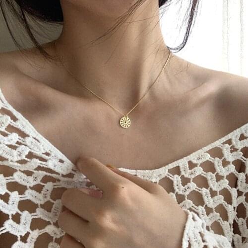 Huge Bud Ins Hot Sale Cubic Zirconia Necklace Gold Plate Charm Pendant Bijoux for Women Girl Chain Choker Wedding Bridal Jewelry