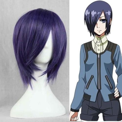 Anime Tokyo Ghoul Touka Kirishima Wig Kirishima Toka Short Purple Hair Halloween Party Cosplay Wigs + Wig Cap