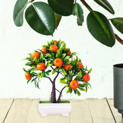 Plastic Artificial Orange Tree Bonsai Faux Plant Fake Potted Flower Desktop Decor for Garden Balcony Decor Flower Arrangement