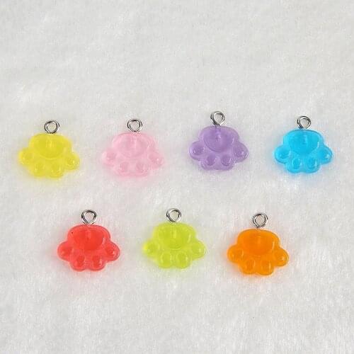 10pcs Flatback resin paw charms Jewelry necklace pendant for earrings diy Keychain parts
