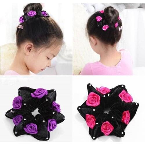 1Pc Hair Accessories Women Fashion Style Big Rose Flower Crystal Rhinestone Hair Bands Elastic Hair Rope Ring For Girls