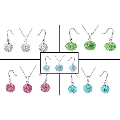 Mix color multicolor 10mm black white red 15pcs/lot Set Pendant necklace studs drop Earring Clay Balls crystal rfds