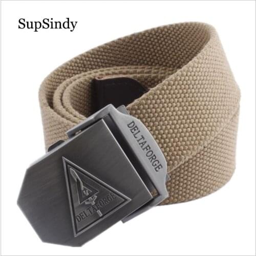 SupSindy men&women Canvas belt DELTA FORCE metal buckle waistband military belt Army tactical belts for Men vintage strap male
