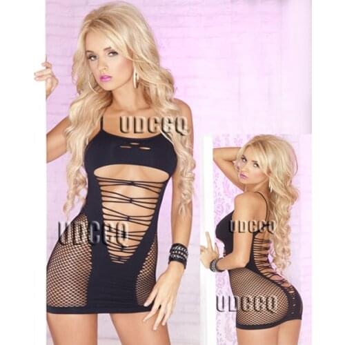 Hot sexy lingerie costumes underwear Nightgown women Fishnet Babydoll Dress Lingerie Underwear open crotch Cosplay Costumes Q160