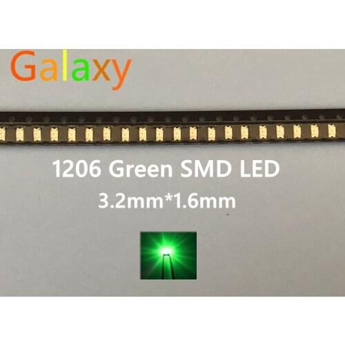 SMD 1206 Green Led 1206 SMD LED Green super bright 1206 light-emitting diodes 560-575nm 70-200mcd 3.2*1.6mm 1000PCS