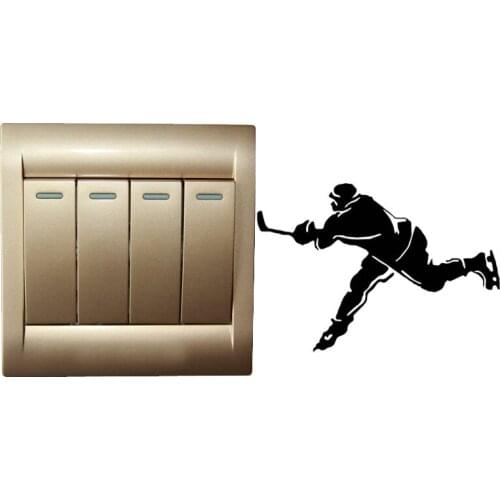 Ice Hockey Player Sport Vinyl Light Switch Stickers Decoration Wall Decal 5WS0413