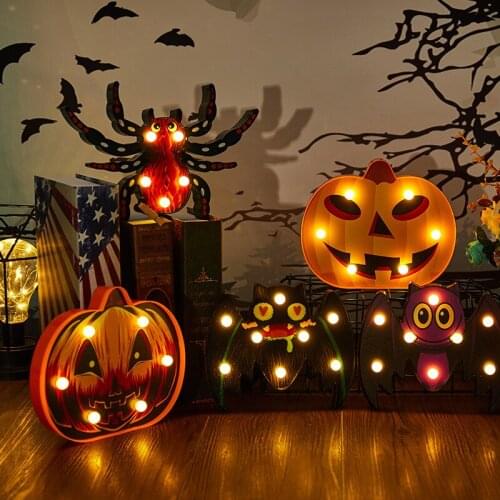 Horror Halloween Pumpkin Decoration Ghost Bat Spider LED Night Light Holiday Bar Home Party Decoration Props Decoration