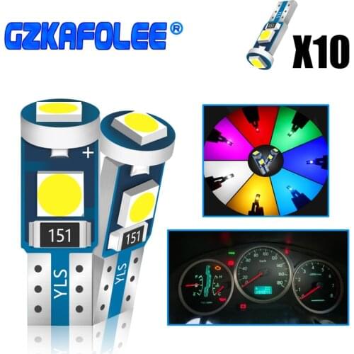 10Pcs T5 Led Bulb W3W W1.2W Led Canbus For Air conditioner button light Instrument LED Lights Dashboard Warning Indicator Button