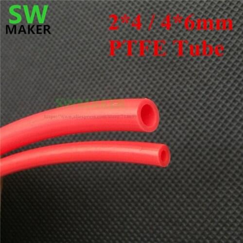 SWMAKER Red Color PTFE Tube 3D Printer Parts For RepRap Rostock J-head Hotend Bowden Extruder 1.75mm/3mm 4*6mm 2*4mm