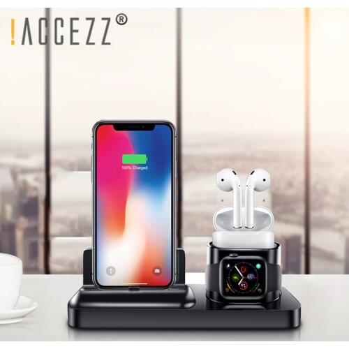 !ACCEZZ Universal Desk Holder 3 In1 Charger For IPhone X XR XS Max Charging For AirPods IWatch For Huawei Xiaomi Magnetic Charge