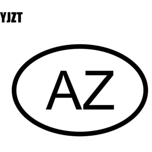 YJZT 14.9CM*10.1CM AZ AZERBAIJAN COUNTRY CODE OVAL CAR STICKER VINYL DECAL Black Silver C10-01294
